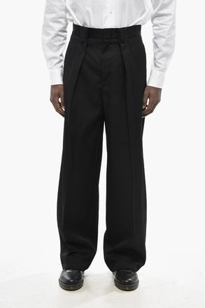 Jil Sander Pantaloni A Gamba Larga in Lana Vergine ad 1 Pince Jil Sander