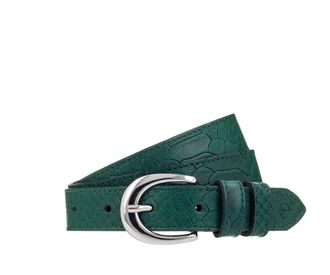 Tamaris Lederg&uuml;rtel TAMARIS, Damen, Gr. 100, dunkel gr&uuml;n, Rindsleder, gemustert, unifarben, G&uuml;rtel Lederg&uuml;rtel, 2,5 cm breit, gemustert, Doppelschnalle