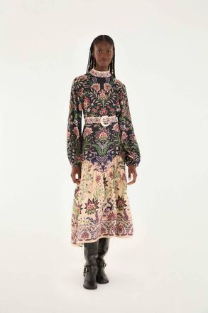 Farm Rio Marvelous Garden Midi Dress In Black
