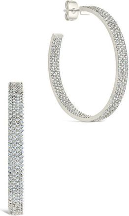 Sterling Forever Cubic Zirconia Statement Inside Out Hoop Earrings in Silver at Nordstrom