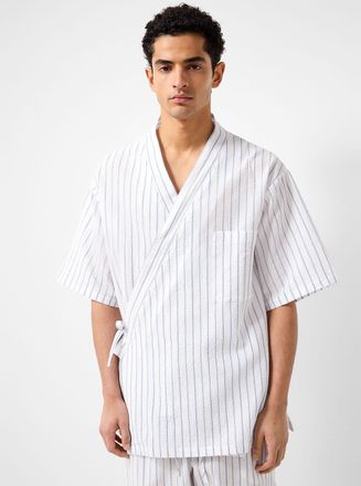 Rue De Tokyo Mens Sergei striped seersucker kimono shirt