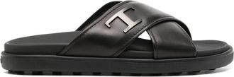 Tod's Timeless leather sandals - men - Rubber/Leather/Leather/other fibers - 6.5 - Black