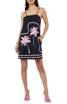 Ciebon Dewa Embroidered Trapeze Dress in Black at Nordstrom, Size X-Small