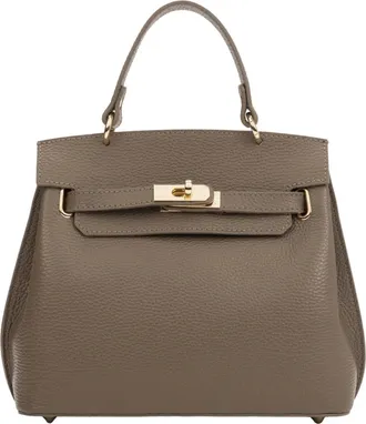Estro & Luminara Tassen, Dames, Bruin, ONE Size, Leer, Textured Genuine Leather Satchel Bag