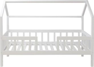 Muemue Cama Casita Con Barandilla Madera Blanco 90x190cm
