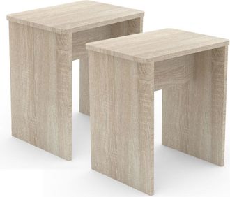 ebuy24 Set VCM de 2 Taburetes de Asiento de Madera Cubo Reposapiés Mesa lateral Esal (Roble Sonoma)