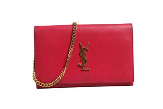 Saint Laurent Red Leather Monogram Wallet on Womens Chain (Pre-Owned)