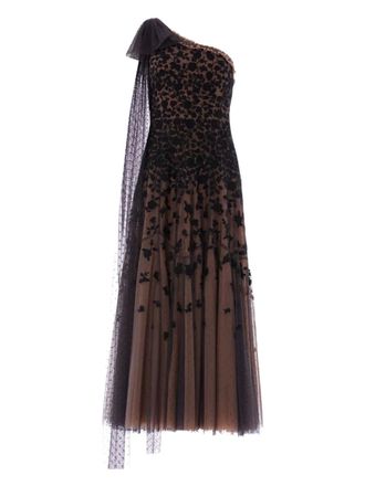 Needle & Thread Sylvia Rose one-shoulder midi dress - Neutrals