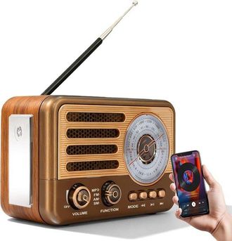OEM Radio Retro Con Bluetooth, Transistor Vintage, Peque&ntilde;a Radio Am/fm/sw, Admite Reproducci&oacute;n De Mp3 Por Usb/tf/aux, Recargable, Para El Hogar