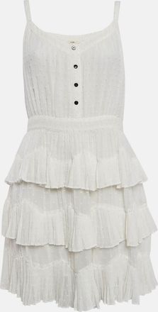 Maje White Swiss Dots Chiffon Tiered Rustivan Short Dress
