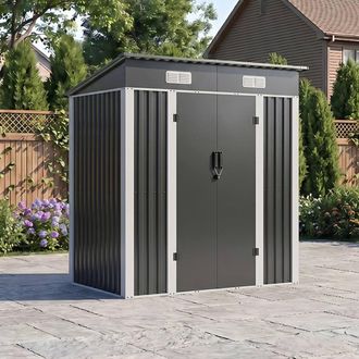 Living and Home 6x4FT Quick Assembly Outdoor Metal Garden Storage Shed in Black