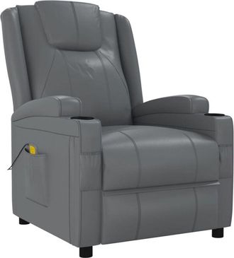 vidaXL Sill&oacute;n De Masaje De Cuero Sint&eacute;tico Gris Antracita Vidaxl