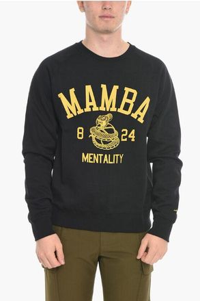 Scrimmage Solid Color MAMBA Crew-neck Sweatshirt with Contrasting Prin size L