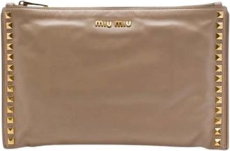 Miu Miu Pre-owned Borsa a mano borchiata in pelle - - Pre-owned - Donna - Beige - ONE SIZE