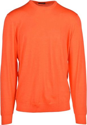 Drumohr Orange Extrafine Merino Wool Crewneck Sweater
