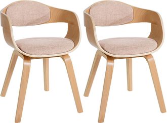 Clp Clp - Set De 2 Sillas De Comedor Kingston De Tela Y Madera Natural/crema
