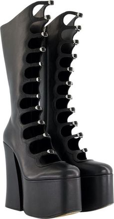 Marc Jacobs Womens The Kiki Knee High Boots - Marc Jacobs Leather Black Lambskin Shoes