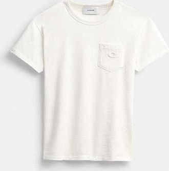 Coach Short Sleeve Pocket T-Shirt in White, Size 2X-Small | Organic Cotton