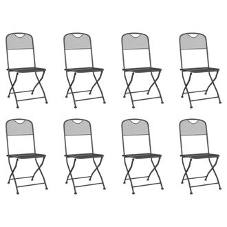 Berkfield Home Beautiful 9 Piece Garden Dining Set Anthracite Metal Mesh in Black