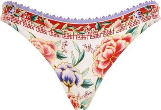 Agua Bendita Slip bikini Lola a fiori - Bianco