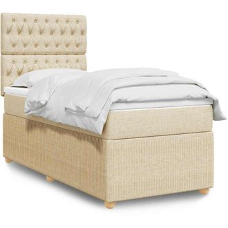 vidaXL Cama Box Spring Con Colch&oacute;n Tela Color Crema 90x200 Cm Vidaxl