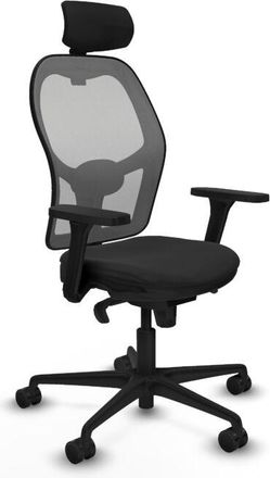 Piqueras y Crespo Piqueras Y Crespo - Jorquera Sincro Malla Gris Similpiel Negro Brazos 3d Base Nailon Cabecero 2d Ruedas 65mm Nailon