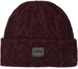 AllSaints Cable Knit Beanie in Tawny Port Red at Nordstrom Rack