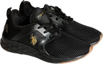 U.S.Polo Association Womens Lace Up Mesh Sneaker - Black Gold/Thyem Blush, Black Gold, 4 UK