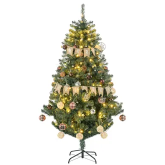 HOMCOM 6 Artificial Prelit Christmas Trees Holiday D&eacute;cor with Warm White LED Lights - HOMCOM | TJ Hughes Green