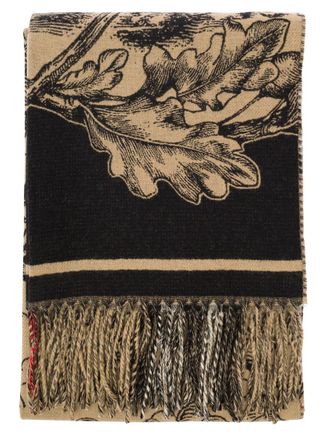 Burberry Beige Black Fringed Scarf