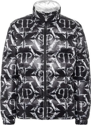 Philipp Plein Nylon Puffer Jacket Chrome - Heren - Gewatteerde jassen - Zwart - XL - Nylon - Jassen