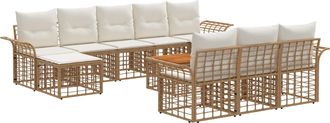 vidaXL Conjunto De Sof&aacute;s De Exterior 11 Uds. 10 Plaza Natural Y Crema Vidaxl