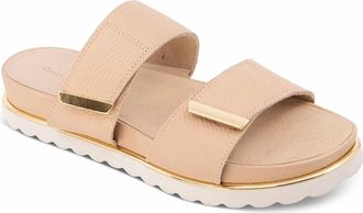 Chocolat Blu Womens Candi Double-Strap Slide Sandal In Cream Leather