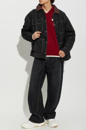 Palm Angels Padded Jacket With Appliqu&eacute;d Logo, Mens, Black