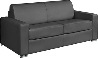 Vente-Unique Sof&aacute; cama de 3 plazas de cuero de b&uacute;falo gris - Cama de 140 cm - Colch&oacute;n de 22 cm - CALITO