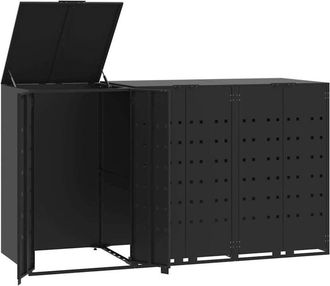 vidaXL Vidaxl - Cobertizo De 3 Contenedores De Basura Acero Negro 207x79x117 Cm