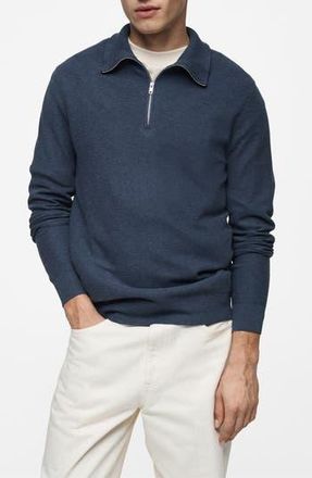Mango Piqu&eacute; Sweater in Indigo Blue at Nordstrom Rack, Size Small