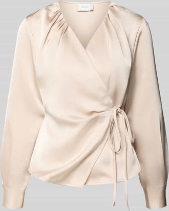 Neo Noir Neo Noir Wickelbluse aus Satin Modell Caprina in Beige, Größe 34