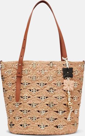 Paco Rabanne Small embellished raffia tote bag