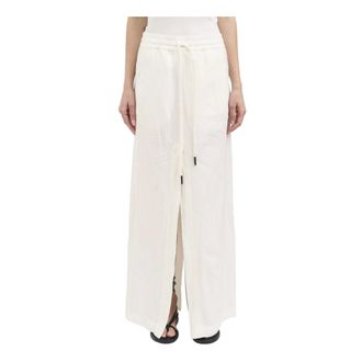 Andrea Ya'aqov Gonna Lunga in Viscosa e Lino - female - Andrea Yaaqov - Wide Trousers - White - S - Trousers