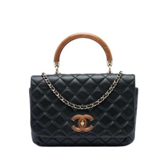 Chanel Pre-owned Knock on Wood Satchel - Dames - Pre-owned - Zwart - Maat: ONE Size Leer