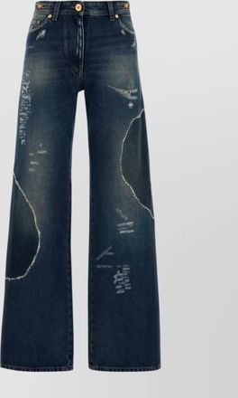 Versace denim distressed wide-leg jeans