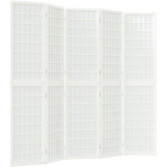 vidaXL Folding 5-Panel Room Divider Japanese Style 200x170 cm White Vidaxl