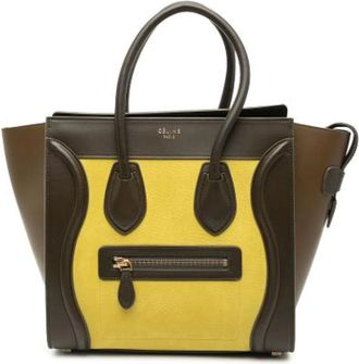 Celine Pre-owned Tote Bags, female, Yellow, Size: ONE SIZE Pre-owned Leather Tote