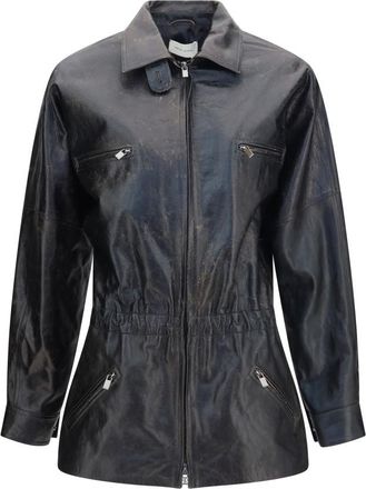 Magda Butrym Black Solid Shirt Collar Jacket