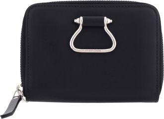 Roberto Cavalli Black Zip-Around Leather Wallet with Logo Plaque