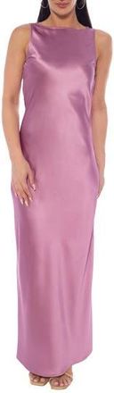 Marina Rossini Satin Maxi Dress in Rose at Nordstrom Rack, Size X-Large