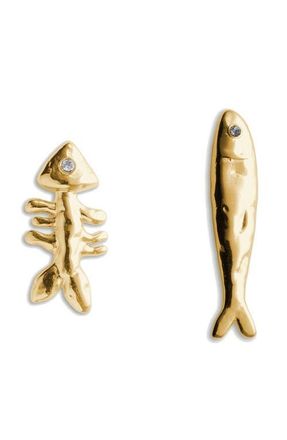&Eacute;liou Sardine & Fishbone Mismatched Earrings in Gold Plated at Nordstrom