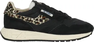 Autry Black Animal Print Pony Leather Low-Top Sneakers