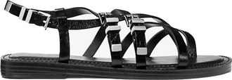 Michael Kors Platte sandaal voor vrouwen - Dames - Sandalen - Zwart - 36 1/2 EU - Leer - Schoenen